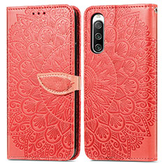 Funda de Cuero Cartera con Soporte Patron de Moda Carcasa S04D para Sony Xperia 10 IV SO-52C Rojo