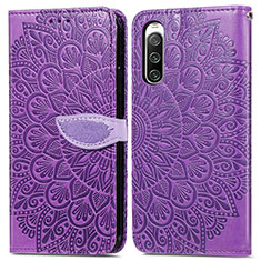 Funda de Cuero Cartera con Soporte Patron de Moda Carcasa S04D para Sony Xperia 10 IV SOG07 Morado