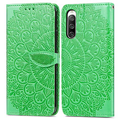 Funda de Cuero Cartera con Soporte Patron de Moda Carcasa S04D para Sony Xperia 10 IV SOG07 Verde