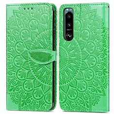 Funda de Cuero Cartera con Soporte Patron de Moda Carcasa S04D para Sony Xperia 5 III SO-53B Verde