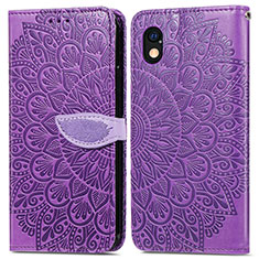 Funda de Cuero Cartera con Soporte Patron de Moda Carcasa S04D para Sony Xperia Ace III SOG08 Morado