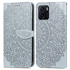 Funda de Cuero Cartera con Soporte Patron de Moda Carcasa S04D para Vivo iQOO U5x Gris