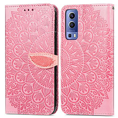 Funda de Cuero Cartera con Soporte Patron de Moda Carcasa S04D para Vivo iQOO Z3 5G Oro Rosa