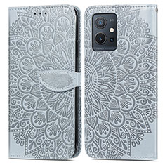 Funda de Cuero Cartera con Soporte Patron de Moda Carcasa S04D para Vivo iQOO Z6 5G Gris