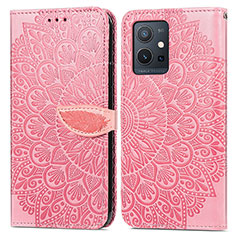 Funda de Cuero Cartera con Soporte Patron de Moda Carcasa S04D para Vivo T1 5G India Oro Rosa