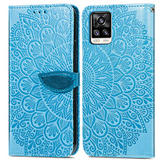 Funda de Cuero Cartera con Soporte Patron de Moda Carcasa S04D para Vivo V20 (2021) Azul