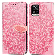 Funda de Cuero Cartera con Soporte Patron de Moda Carcasa S04D para Vivo V20 (2021) Oro Rosa