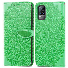 Funda de Cuero Cartera con Soporte Patron de Moda Carcasa S04D para Vivo V21e 4G Verde