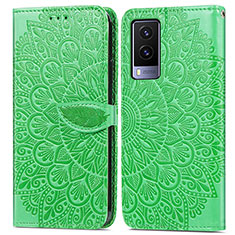 Funda de Cuero Cartera con Soporte Patron de Moda Carcasa S04D para Vivo V21e 5G Verde