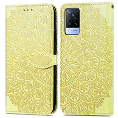 Funda de Cuero Cartera con Soporte Patron de Moda Carcasa S04D para Vivo V21s 5G Amarillo