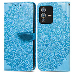 Funda de Cuero Cartera con Soporte Patron de Moda Carcasa S04D para Vivo V23 5G Azul