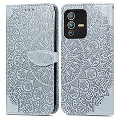 Funda de Cuero Cartera con Soporte Patron de Moda Carcasa S04D para Vivo V23 5G Gris