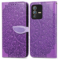 Funda de Cuero Cartera con Soporte Patron de Moda Carcasa S04D para Vivo V23 5G Morado