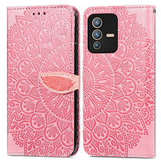 Funda de Cuero Cartera con Soporte Patron de Moda Carcasa S04D para Vivo V23 5G Oro Rosa