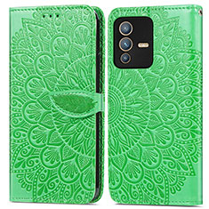 Funda de Cuero Cartera con Soporte Patron de Moda Carcasa S04D para Vivo V23 5G Verde