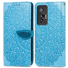 Funda de Cuero Cartera con Soporte Patron de Moda Carcasa S04D para Vivo X70 5G Azul