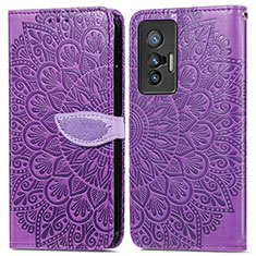 Funda de Cuero Cartera con Soporte Patron de Moda Carcasa S04D para Vivo X70t Morado