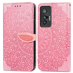 Funda de Cuero Cartera con Soporte Patron de Moda Carcasa S04D para Vivo X70t Oro Rosa