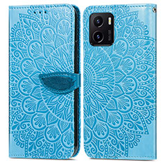 Funda de Cuero Cartera con Soporte Patron de Moda Carcasa S04D para Vivo Y01 Azul