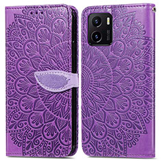 Funda de Cuero Cartera con Soporte Patron de Moda Carcasa S04D para Vivo Y01 Morado