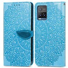 Funda de Cuero Cartera con Soporte Patron de Moda Carcasa S04D para Vivo Y21e Azul