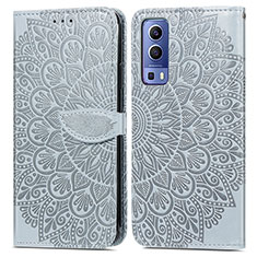 Funda de Cuero Cartera con Soporte Patron de Moda Carcasa S04D para Vivo Y72 5G Gris