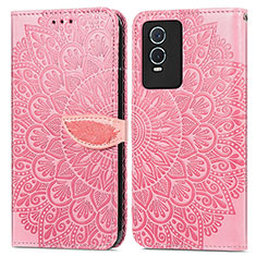 Funda de Cuero Cartera con Soporte Patron de Moda Carcasa S04D para Vivo Y74s 5G Oro Rosa