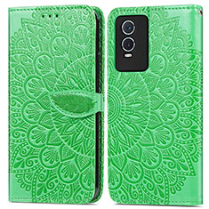 Funda de Cuero Cartera con Soporte Patron de Moda Carcasa S04D para Vivo Y74s 5G Verde