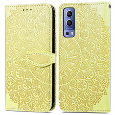 Funda de Cuero Cartera con Soporte Patron de Moda Carcasa S04D para Vivo Y75s 5G Amarillo