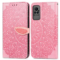 Funda de Cuero Cartera con Soporte Patron de Moda Carcasa S04D para Xiaomi Civi 5G Oro Rosa