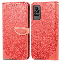 Funda de Cuero Cartera con Soporte Patron de Moda Carcasa S04D para Xiaomi Civi 5G Rojo