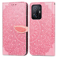 Funda de Cuero Cartera con Soporte Patron de Moda Carcasa S04D para Xiaomi Mi 11T 5G Oro Rosa