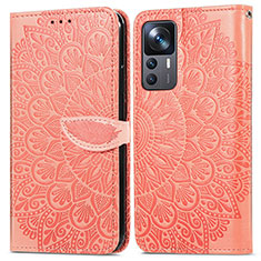 Funda de Cuero Cartera con Soporte Patron de Moda Carcasa S04D para Xiaomi Mi 12T 5G Naranja