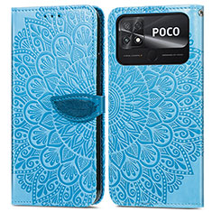 Funda de Cuero Cartera con Soporte Patron de Moda Carcasa S04D para Xiaomi Poco C40 Azul