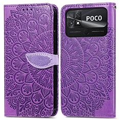 Funda de Cuero Cartera con Soporte Patron de Moda Carcasa S04D para Xiaomi Poco C40 Morado