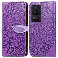 Funda de Cuero Cartera con Soporte Patron de Moda Carcasa S04D para Xiaomi Poco F4 5G Morado