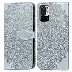 Funda de Cuero Cartera con Soporte Patron de Moda Carcasa S04D para Xiaomi POCO M3 Pro 5G Gris