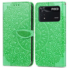 Funda de Cuero Cartera con Soporte Patron de Moda Carcasa S04D para Xiaomi Poco M4 Pro 4G Verde