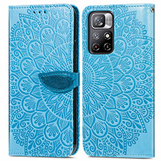 Funda de Cuero Cartera con Soporte Patron de Moda Carcasa S04D para Xiaomi Poco M4 Pro 5G Azul