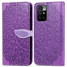 Funda de Cuero Cartera con Soporte Patron de Moda Carcasa S04D para Xiaomi Redmi 10 (2022) Morado