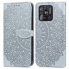 Funda de Cuero Cartera con Soporte Patron de Moda Carcasa S04D para Xiaomi Redmi 10 India Gris