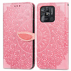 Funda de Cuero Cartera con Soporte Patron de Moda Carcasa S04D para Xiaomi Redmi 10 India Oro Rosa