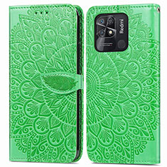 Funda de Cuero Cartera con Soporte Patron de Moda Carcasa S04D para Xiaomi Redmi 10 India Verde