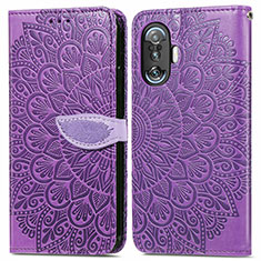 Funda de Cuero Cartera con Soporte Patron de Moda Carcasa S04D para Xiaomi Redmi K40 Gaming 5G Morado