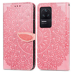 Funda de Cuero Cartera con Soporte Patron de Moda Carcasa S04D para Xiaomi Redmi K40S 5G Oro Rosa