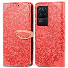 Funda de Cuero Cartera con Soporte Patron de Moda Carcasa S04D para Xiaomi Redmi K40S 5G Rojo