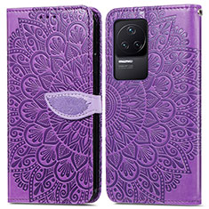 Funda de Cuero Cartera con Soporte Patron de Moda Carcasa S04D para Xiaomi Redmi K50 5G Morado