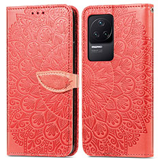 Funda de Cuero Cartera con Soporte Patron de Moda Carcasa S04D para Xiaomi Redmi K50 Pro 5G Rojo