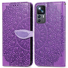 Funda de Cuero Cartera con Soporte Patron de Moda Carcasa S04D para Xiaomi Redmi K50 Ultra 5G Morado