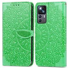 Funda de Cuero Cartera con Soporte Patron de Moda Carcasa S04D para Xiaomi Redmi K50 Ultra 5G Verde